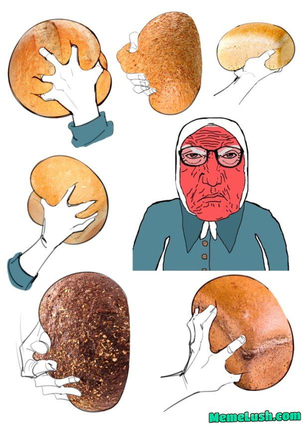 Slavic old woman in the bakery be like