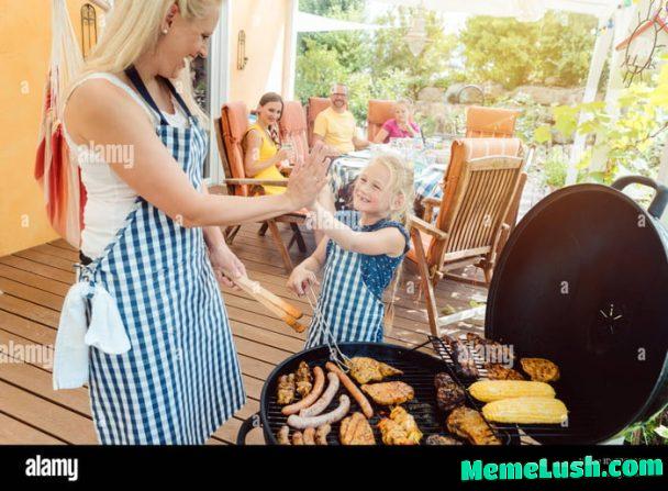 Having a BBQ with my beautiful wife and amazing kids and friends. Life is great.