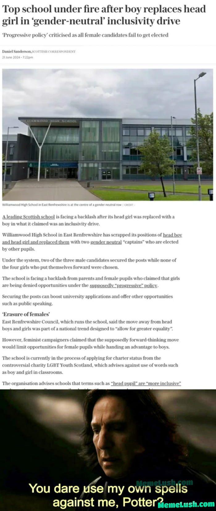 Bet if two girls were elected instead of two boys it would’ve been a marvel of inclusivity. Also schools should be free of the LGBT agenda. Bet if two girls were elected instead of two boys it would’ve been a marvel of inclusivity. Also schools should be free of the LGBT agenda.