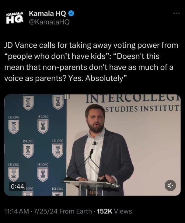 Trumps VP pick wants to remove voting rights from majority of population Trumps VP pick wants to remove voting rights from majority of population