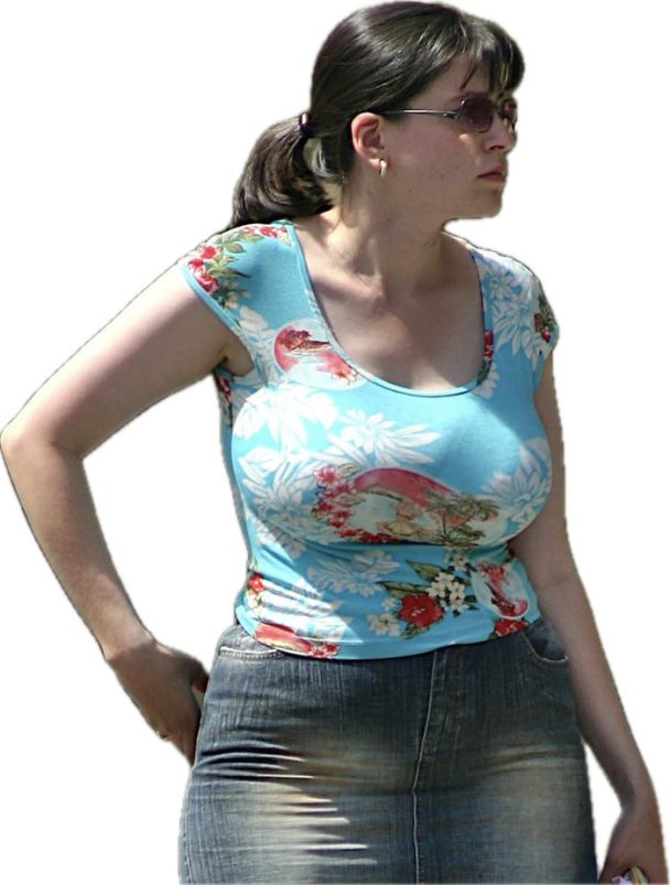 Busty Brunette MILF in a tight Top