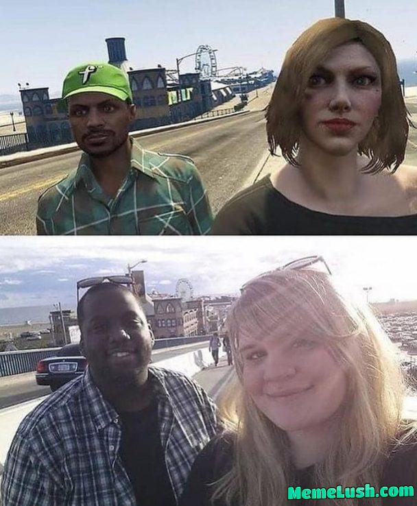 In 2015, these two people became close friends on gta online, then met up in real life and took a picture in their favorite in-game location.