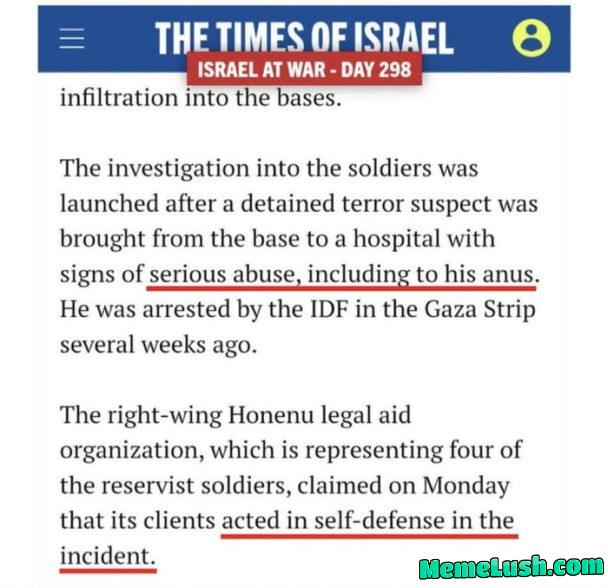 Israeli soldiers anally rape a Palestinian prisoner in self defense Israeli soldiers anally rape a Palestinian prisoner in self defense