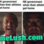 South Korean Olympians taking selfies with North Korean Olympians: