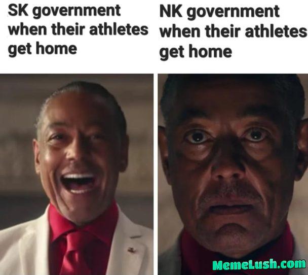 South Korean Olympians taking selfies with North Korean Olympians: