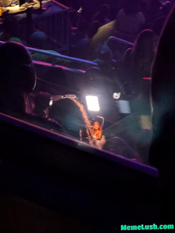 This person a few rows in front of us at a concert had this selfie light on for the entire 2 hour show This person a few rows in front of us at a concert had this selfie light on for the entire 2 hour show