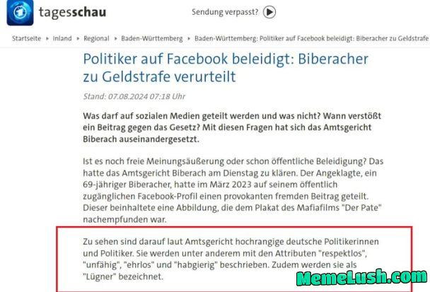 In Germany criticizing politicians in any way is not allowed. A man was convicted there for using rather cultured words against them – “disrespectful,” “incompetent,” “dishonorable” and “greedy.” In Germany criticizing politicians in any way is not allowed. A man was convicted there for using rather cultured words against them – “disrespectful,” “incompetent,” “dishonorable” and “greedy.”