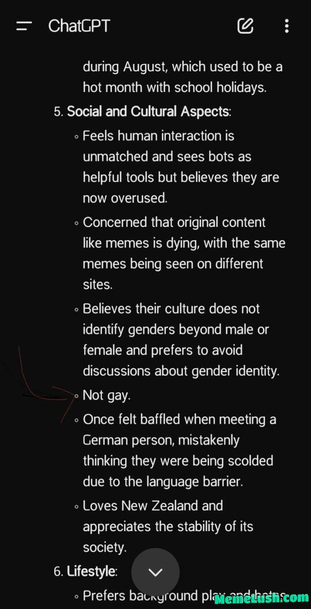 This is what ChatGPT thinks about me. I’m not gay and not craving for cocks