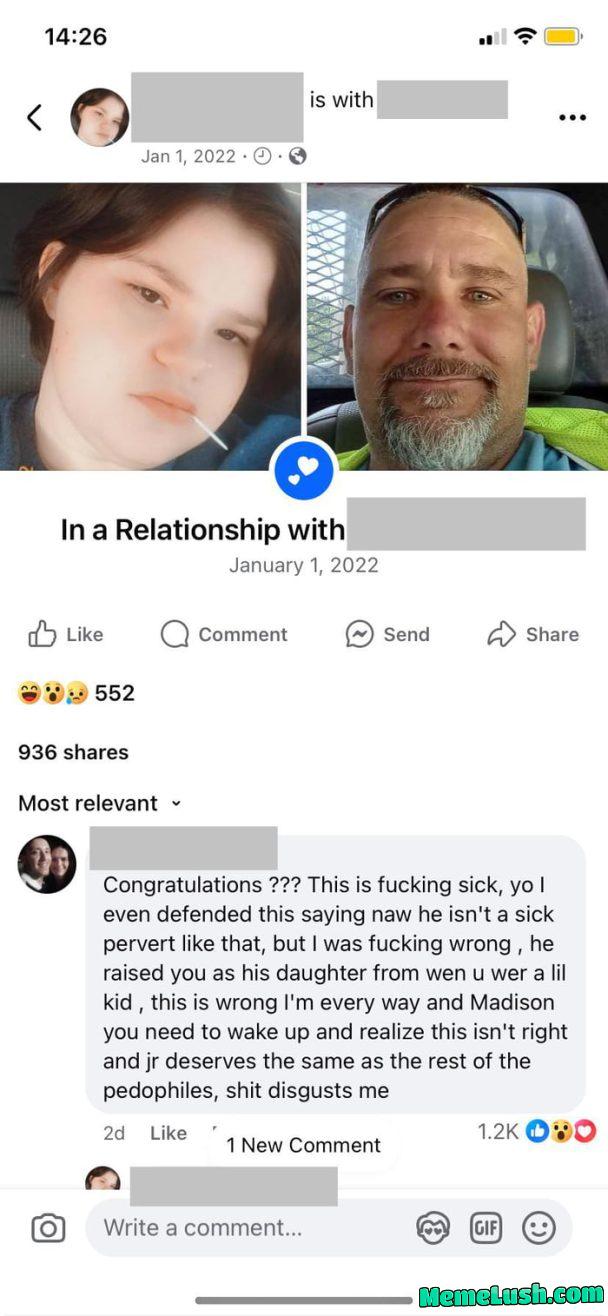 Girl (22F) announces relationship with her stepdad (41M) who raised her from the age of six