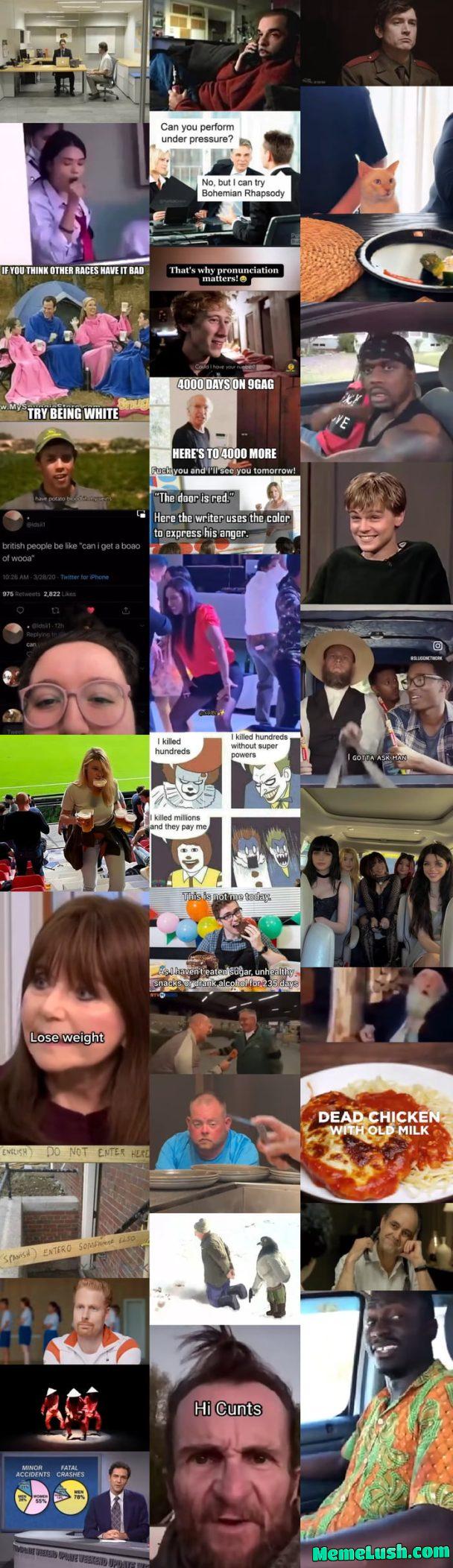 Tired of wasting time mindlessly browsing 9GAG? Here’s the hot page compressed to a single picture, simply open it every time you get the urge to waste time and fill your daily dose of reposts in seconds!