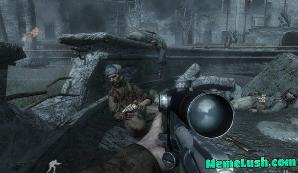 Playing Call of Duty World at War campaign.I really miss those days when Call of Duty actually made great games