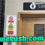 “Explosive atmosphere” sign seen outside a toilets today