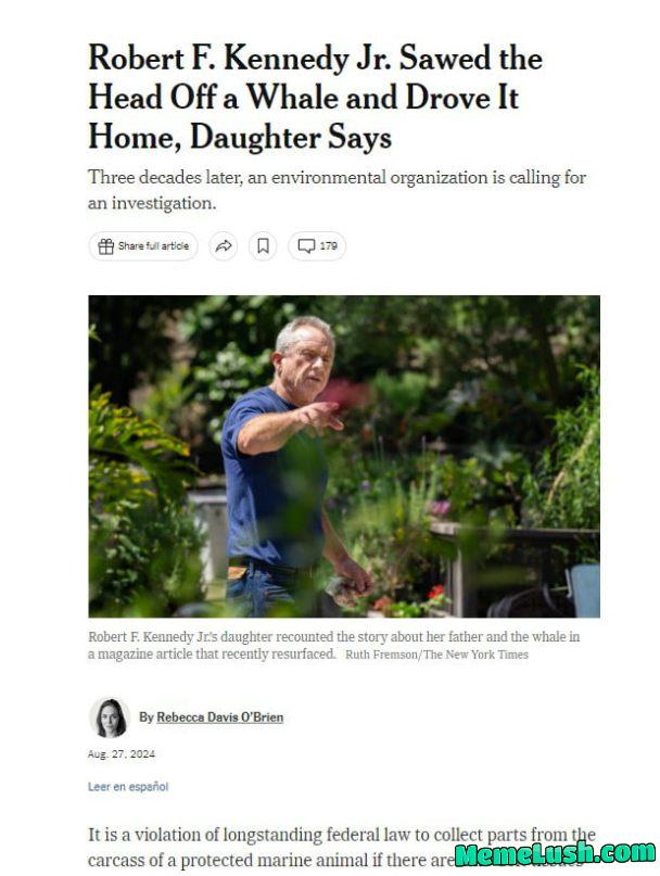 Rightwingers are not beating the weird allegations. He killed a baby bear, now a whale head… insane