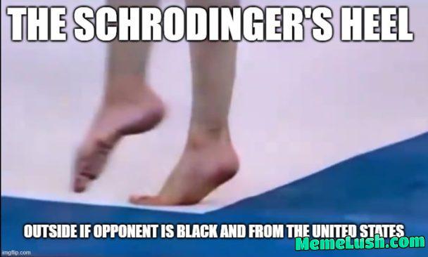 Gymnast Sabrina Voinea contesting -0.1 penalty after allegedly stepping outside of the line. Could have been a bronze medal. Gymnast Sabrina Voinea contesting -0.1 penalty after allegedly stepping outside of the line. Could have been a bronze medal.