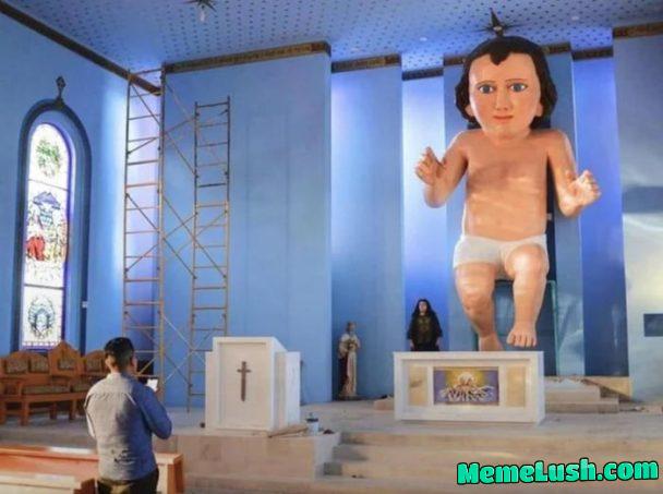 A church in Mexico built a giant baby Jesus A church in Mexico built a giant baby Jesus