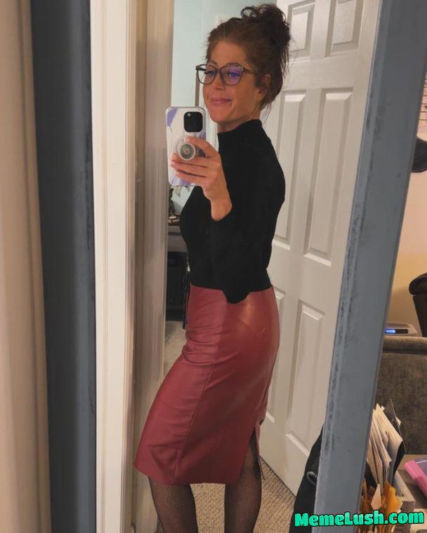 Red leather skirt is the only way to go Red leather skirt is the only way to go