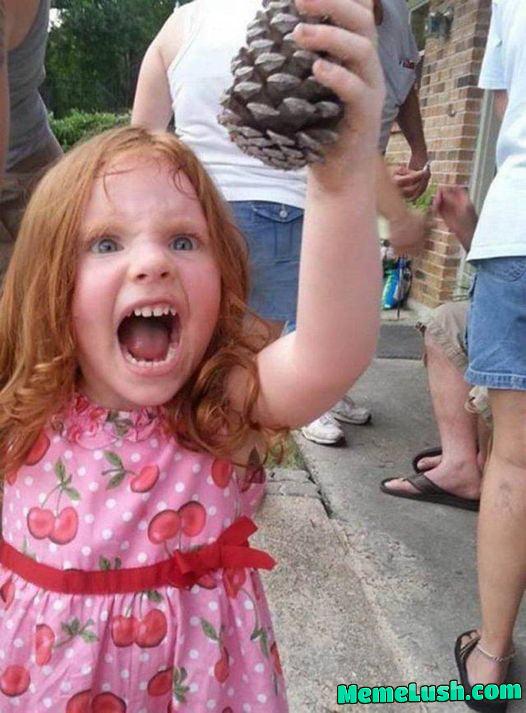 The chances of being killed by a little girl with a pine cone are low but not… well, if it’s this little girl the chances are pretty high. The chances of being killed by a little girl with a pine cone are low but not… well, if it’s this little girl the chances are pretty high.