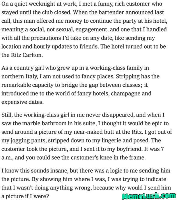 Article in the New York Times written by a stripper Article in the New York Times written by a stripper