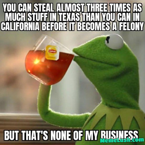 Misdemeanor theft threshold is 0 in CA compared to 00 in TX Misdemeanor theft threshold is 0 in CA compared to 00 in TX