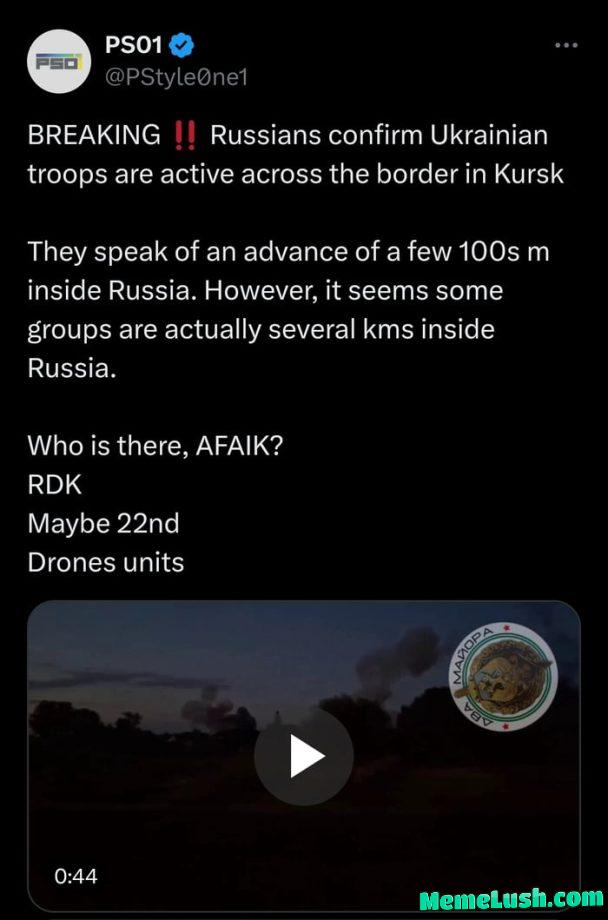 Russia advances 20km in half a year and people speak of a breakthrough. Now Ukraine advances 10km in one day… (Don’t get this wrong, America won’t allow Ukraine to occupy russian cities, so Ukraine will withdraw again. But they showed there isn’t much russian resistance…)
