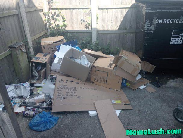 New neighbours moved in. This is how they left the communal rubbish area. Any passive aggressive revenge ideas are welcome. New neighbours moved in. This is how they left the communal rubbish area. Any passive aggressive revenge ideas are welcome.