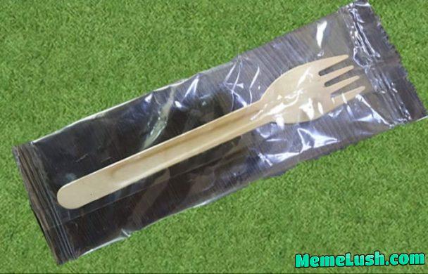 They ban plastic forks and make them out of wood instead… And then they f***ing pack them in plastic! The world is saved!