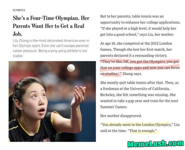 If Asian parenting was an olympic sport her parents would’ve won gold as well If Asian parenting was an olympic sport her parents would’ve won gold as well