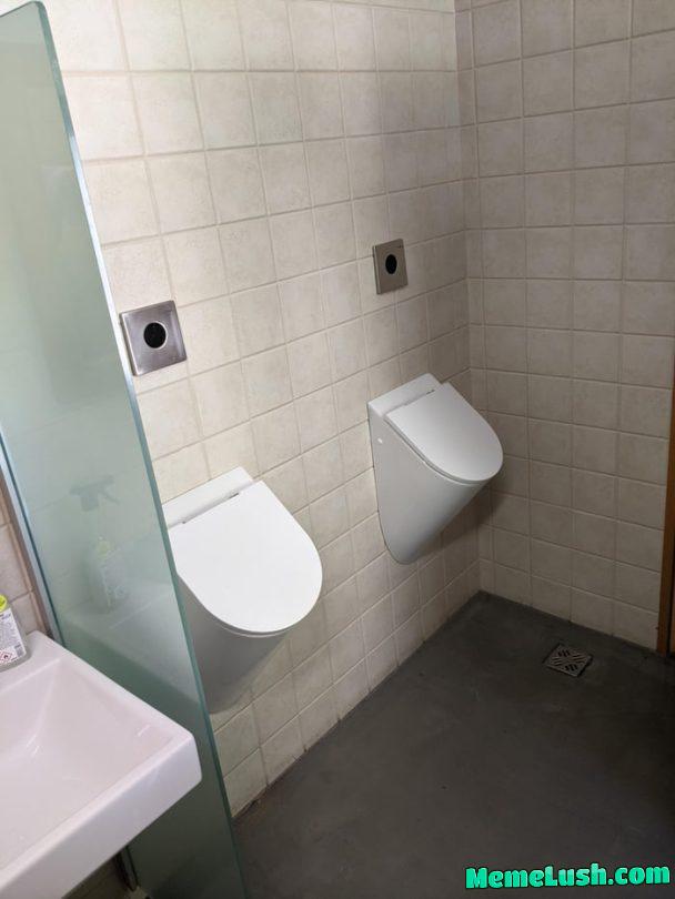 Aesthetic urinal covers in public restroom must be touched with your hands in order to open. Aesthetic urinal covers in public restroom must be touched with your hands in order to open.