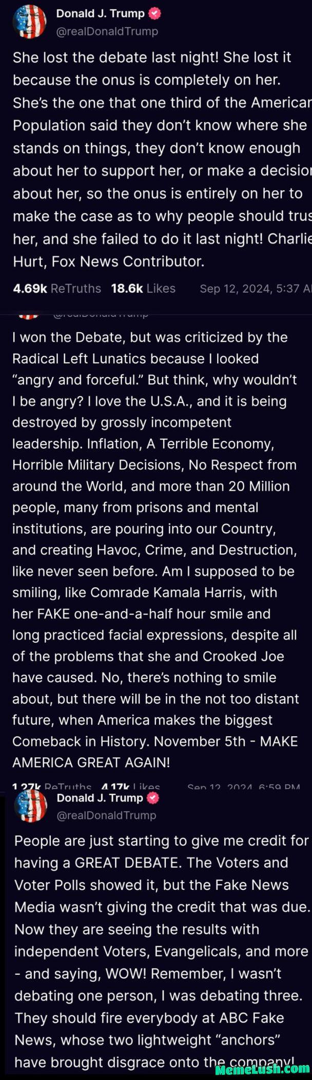 So this is what he think about the debate. I say if he won he would have been smiling more lol So this is what he think about the debate. I say if he won he would have been smiling more lol