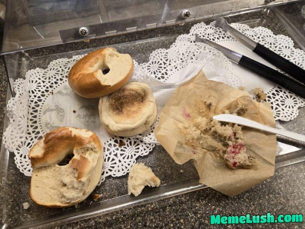 Some psychopath leaves the food provided in the break room like this. Almost every day