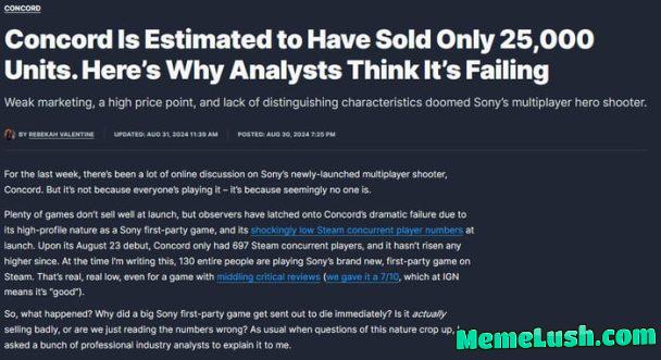 The same IGN journalist who bad reviewed Wukong: Black Myth, wonders why Concord is an ultramega flop. Meanwhile the monkey is trending right now. The same IGN journalist who bad reviewed Wukong: Black Myth, wonders why Concord is an ultramega flop. Meanwhile the monkey is trending right now.