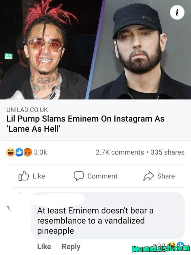 On a facebook post about Lil Pump and Eminem