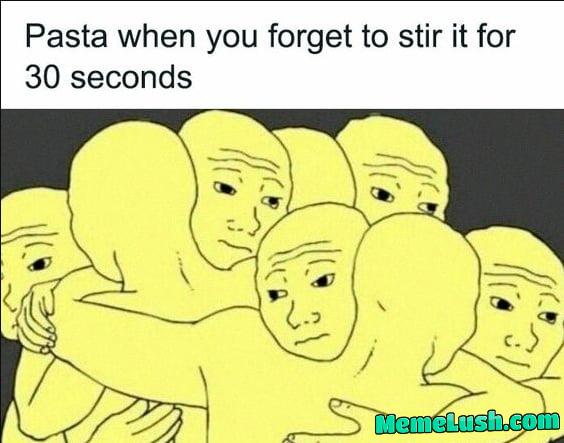 Pasta when forget to stir..