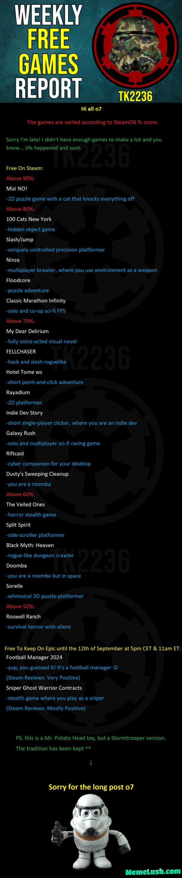 Late Weekly Free Games Report o7 Late Weekly Free Games Report o7