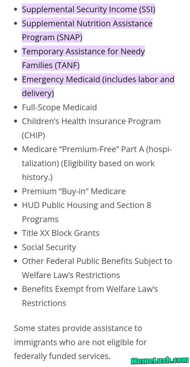 Illegal immigrant benefits list. Wow. We don’t get this as citizens