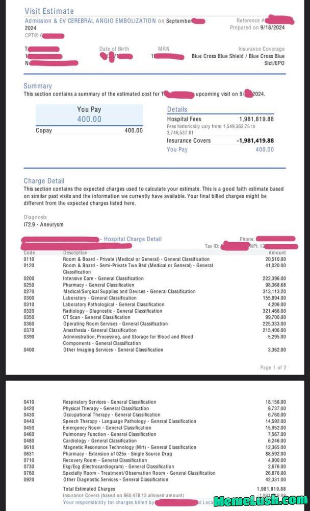 In case you were wondering how much brain surgery costs.