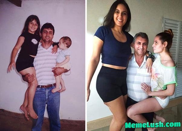 Dad and Daughters before and now