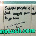 Stop writing on bathroom walls, angels 😇