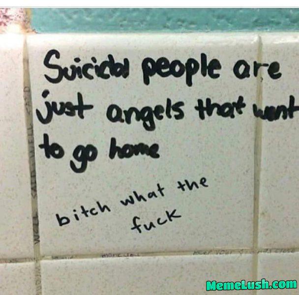 Stop writing on bathroom walls, angels 😇