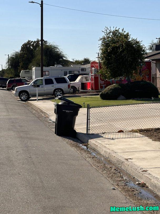 Almost every house on this block has obstructed the sidewalk, one going so far as to block it with a fence.
