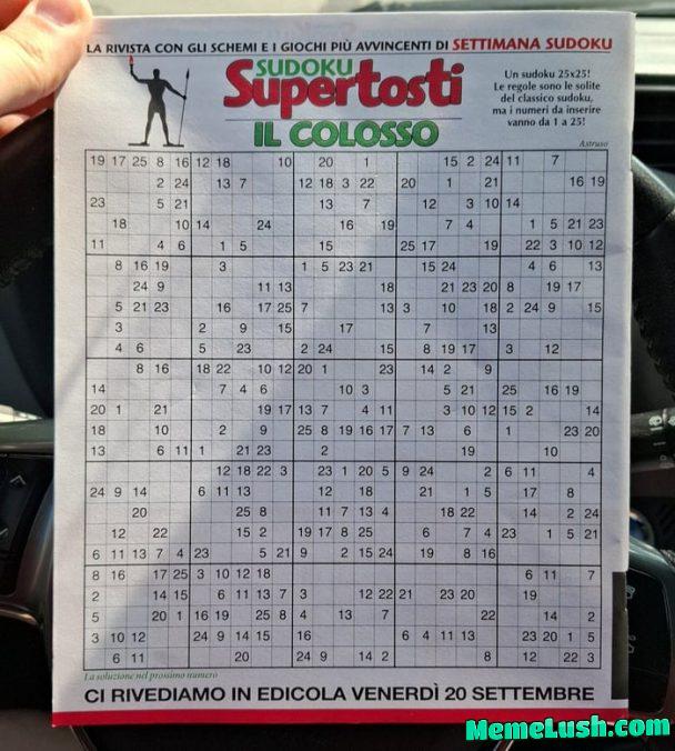 I wanted to share with you this absolute unit of a sudoku… I don’t think I am capable of completing it… I will post my success or failure within a week (as you can see in the picture, the solution will be posted on the 20th)