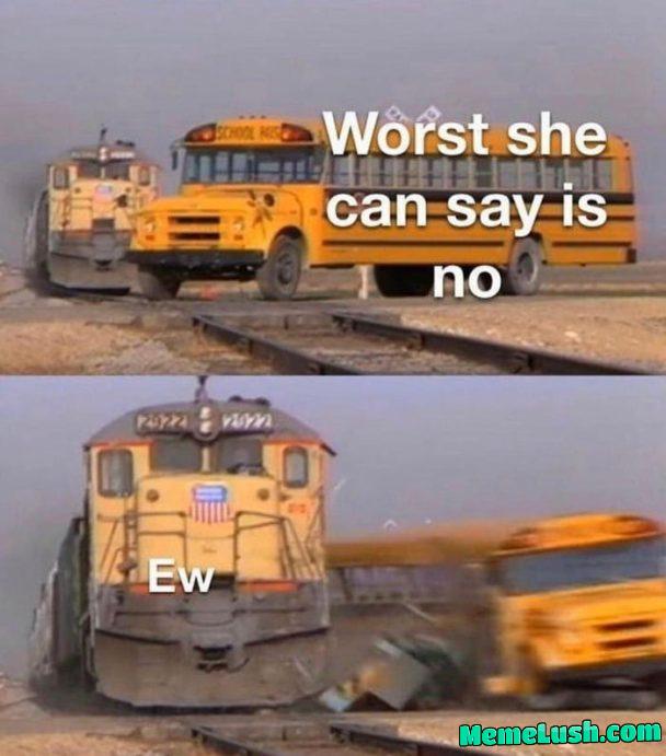 No is rejection. Ew is disgust.