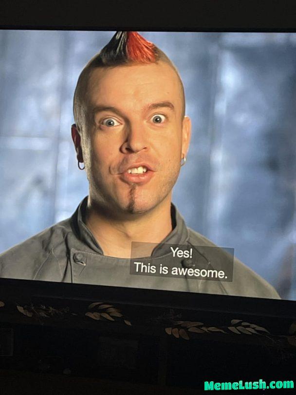 His chin strip is off-center…