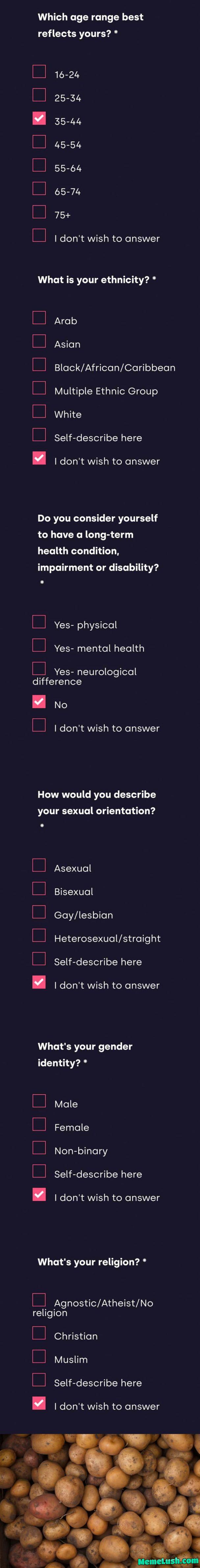 Applying for a job as graphic designer and I’m tired of answering all the stupid questions. Even the couple ones that seem natural are weirdly formulated. Applying for a job as graphic designer and I’m tired of answering all the stupid questions. Even the couple ones that seem natural are weirdly formulated.