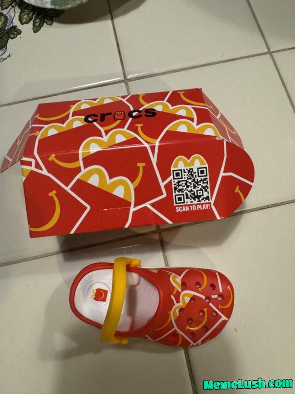 The McDonalds toy is just one tiny Croc?? WTF are we supposed to do with that?