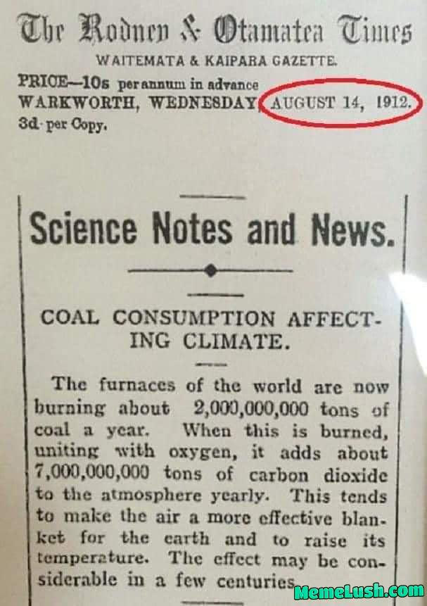 It’s a shame they didn’t have the carbon tax in 1912 It’s a shame they didn’t have the carbon tax in 1912